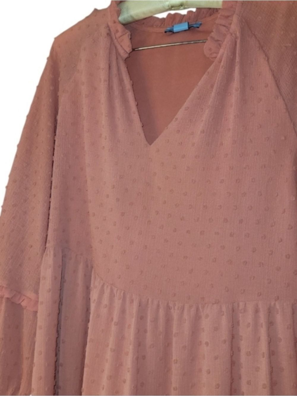 LOVECOLETTE Brown Corduroy Ruffle Mini Dress S Boho Western Cowgirl - Picture 3 of 5